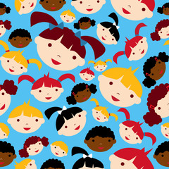 Obraz na płótnie Canvas Diversity children faces pattern