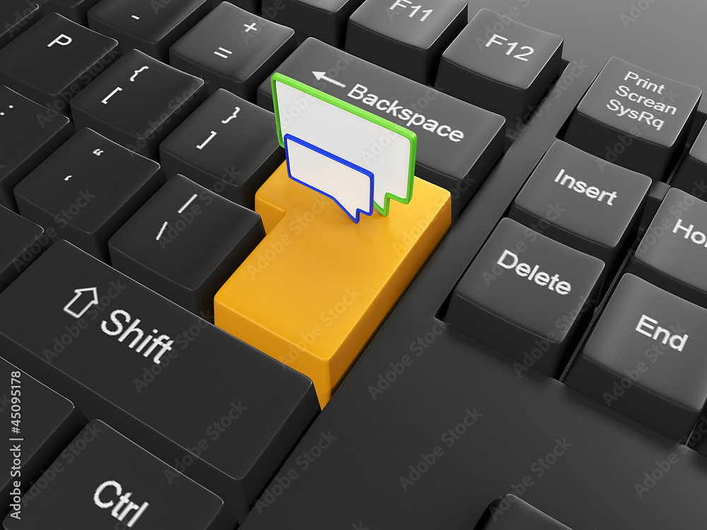 Fototapete 3d illustration of computer technologies. button to send a messa