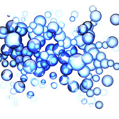 abstract blue bubbles on white background