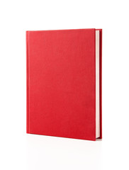Blank red hardcover book isolated on white background