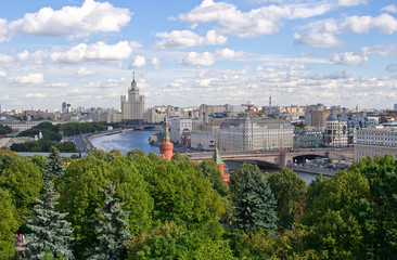 Aerial view of Moscow river and center