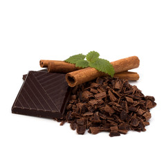 Chocolate bars and cinnamon sticks