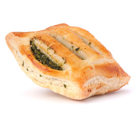 Puff pastry bun isolated on white background.