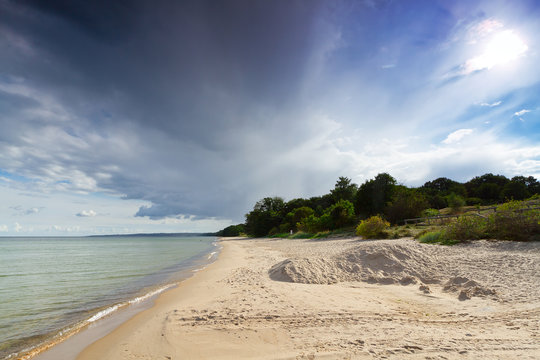Swedish side of Baltic Sea with sandy beach