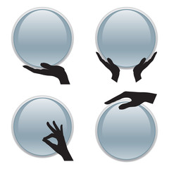 Set of hand holding 3D circle card