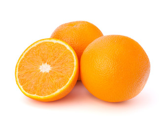 Sliced orange fruit segments  isolated on white background
