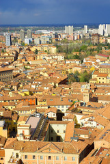 Fototapeta na wymiar Italy, Bologna aerial view from Asinelli tower