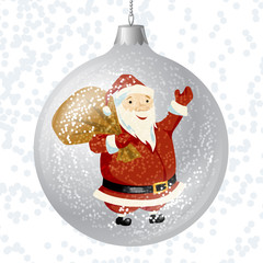 Vector Merry Christmas card with brilliant glossy ball.