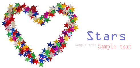 Big heart composed of many colored stars on white