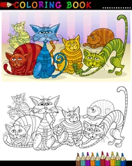 Papier Peint photo Bricolage Chats de dessin animé pour un livre ou une page de coloriage
