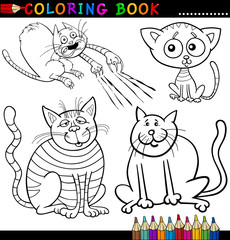Obraz na płótnie Canvas Koty Kreskówki dla Coloring Book lub Page