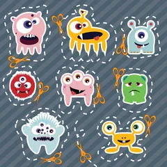 Wall murals Creatures Collection of cute colorful monsters, vector