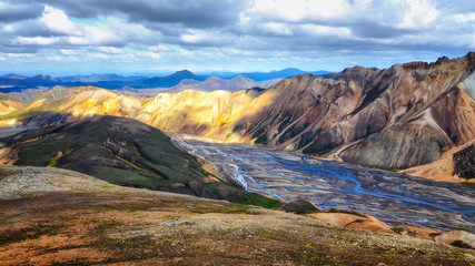 Landmannalaugar colorful mountains landscape view, Iceland