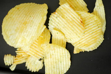 delicious potato chips closeup