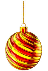 Christmas-tree ball with gold and red spiral