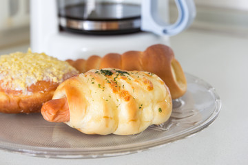 Bakery set and coffee background