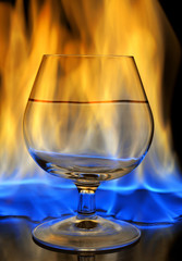 Burning drink in shot glass
