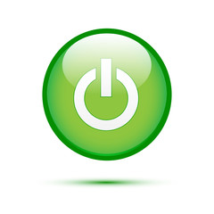 Green glossy power button