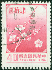 stamp printed in the Taiwan shows image of Plum Blossom