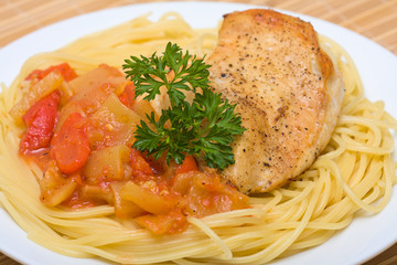 Spaghetti with chicken