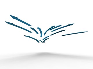 several blue arrows advance on.white background