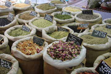 Herbs and spices at a french market