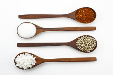 Cayenne pepper, salt and sugar