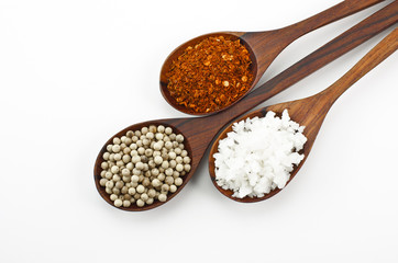 Cayenne pepper, salt and sugar