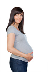 Pregnant Woman With Hands On Stomach