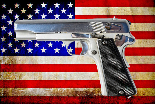 Gun and USA flag