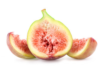 Figs and slices isolated on white background