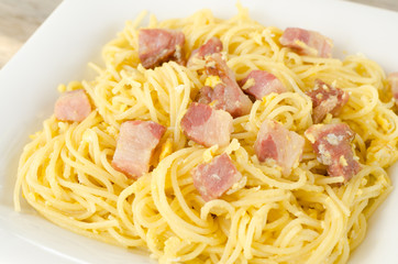 Spaghetti alla carbonara,closeup