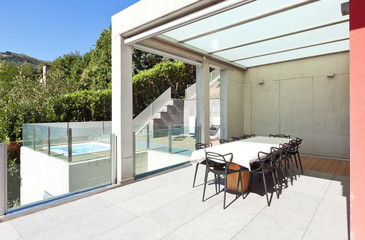 beautiful house, modern style, view from the patio
