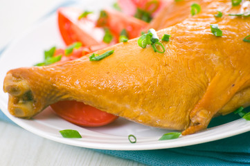 chicken leg and tomato