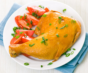 chicken leg and tomato