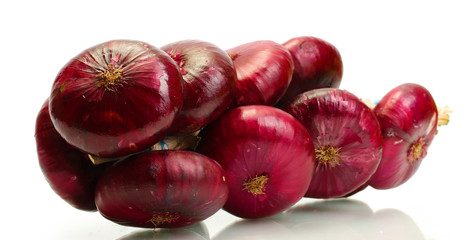 bunch of red onion isolated on white