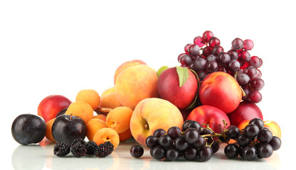 Ripe fruit and berries isolated on white