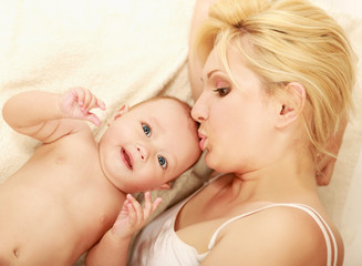 Mother holding baby