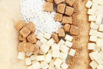 Sweetener with white and brown sugar close-up