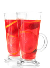sangria in glasses, isolated on white