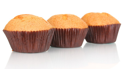 Fresh muffins isolated on white