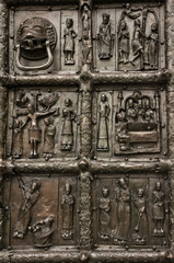 Reliefs on the gate of St. Sophia Cathedral (Novgorod, Kremlin)