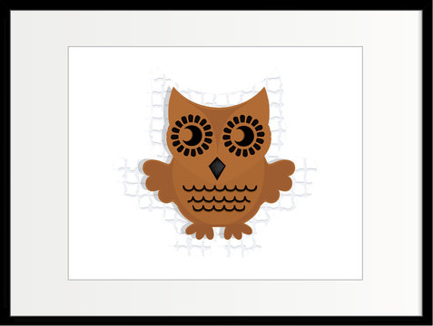 brown wooden owl in frame