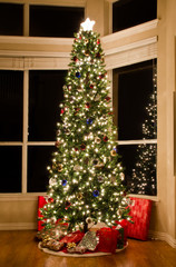 Fototapeta na wymiar Christmas tree with presents under the tree