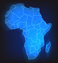 Afrika als gescribbelte Karte