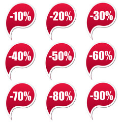 Rabatt Buttons Tropfen Rot