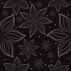 Crédence de cuisine en verre imprimé Fleurs noir et blanc motif floral sans soudure de vecteur abstrait