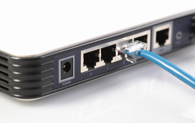 Router network hub with patch cables