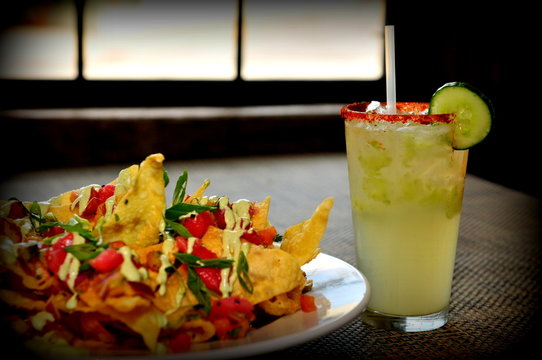 Tuna Nachos w/Cucumber Margarita
