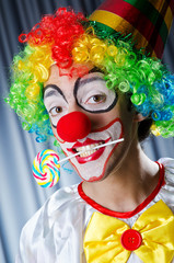 Funny clown in studio shooting